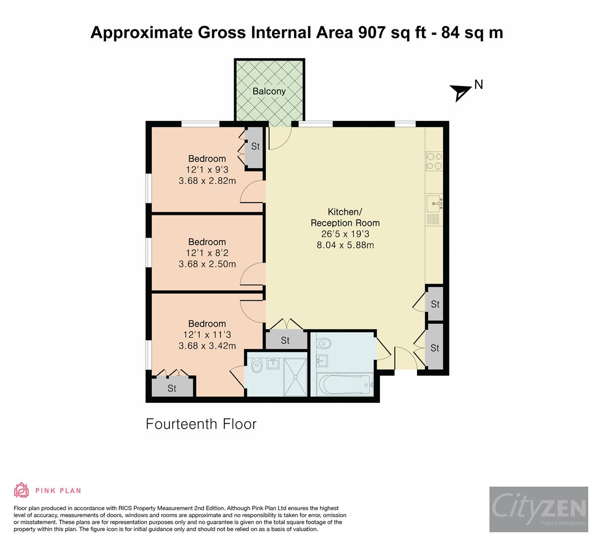 1409, Brookline Building, 49 Fulton Road, Wembley floorplan
