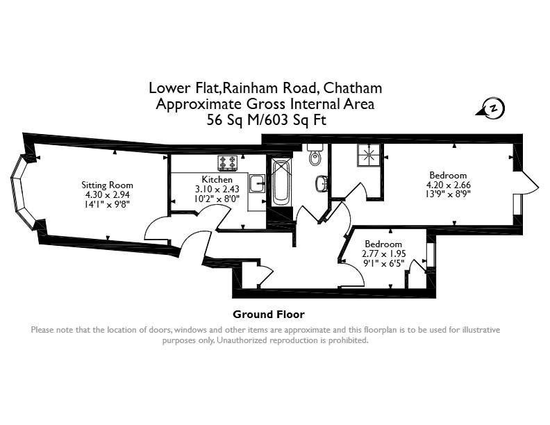 Lower Flat, 132, Rainham Road, Chatham floorplan