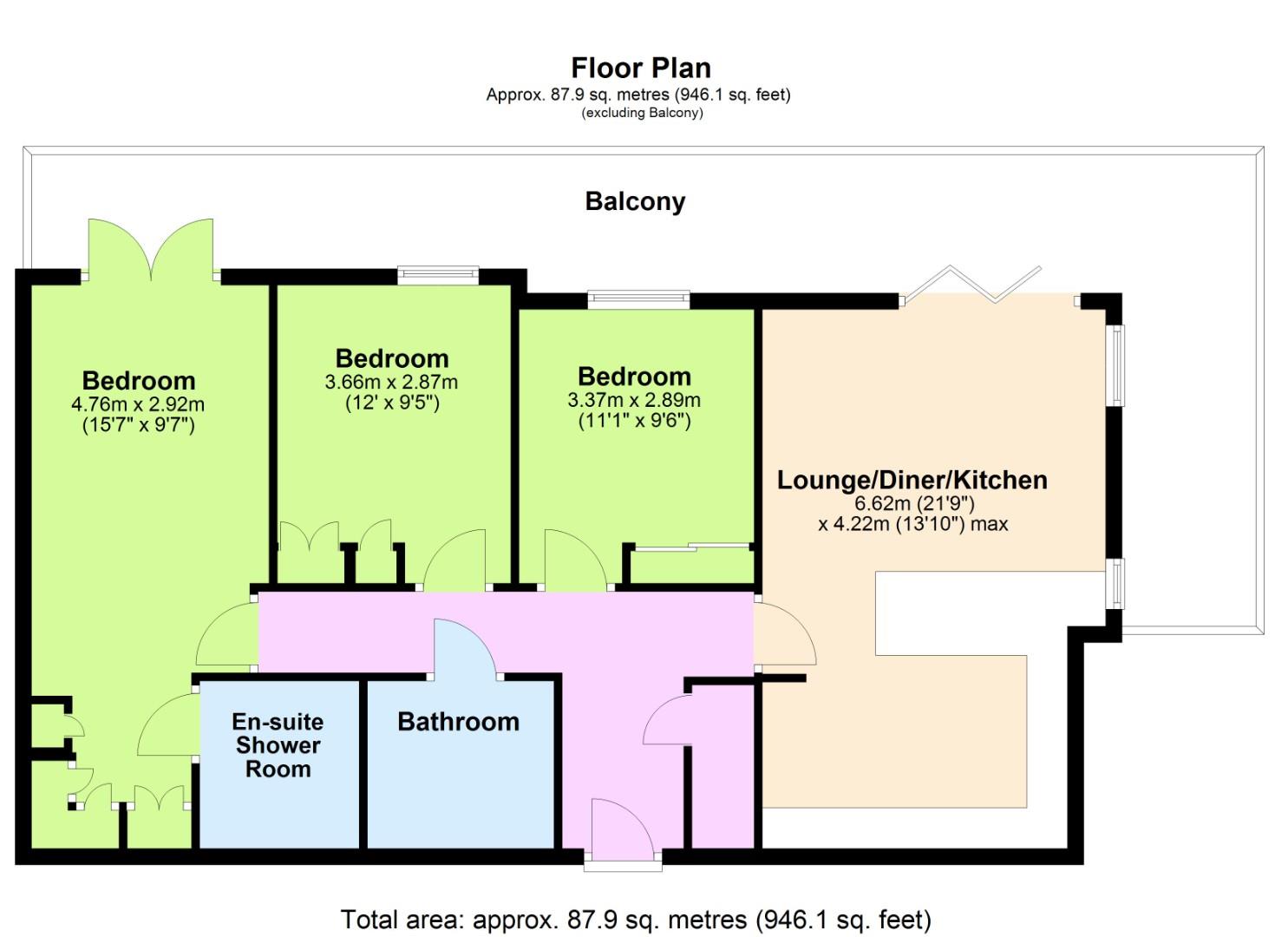 Apartment 57, 8, School Road, Hove floorplan