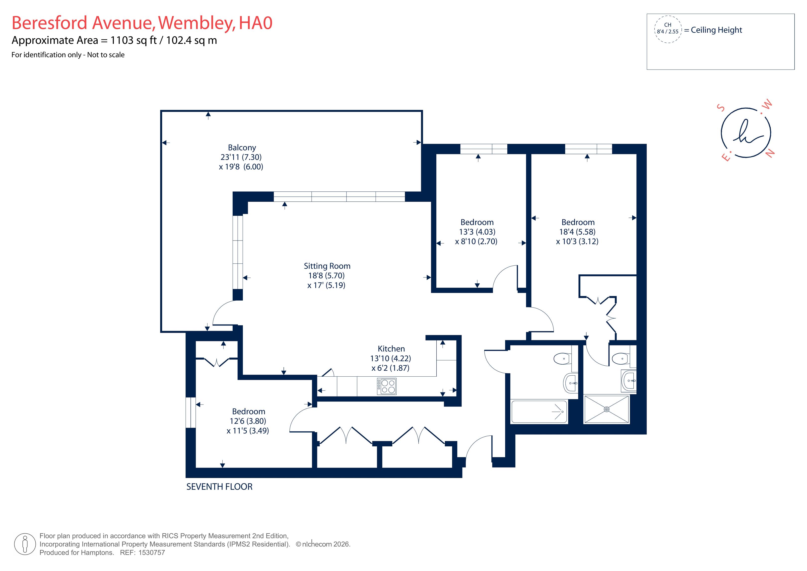 Flat 42, Affinity House, 84, Beresford Avenue, Wembley floorplan