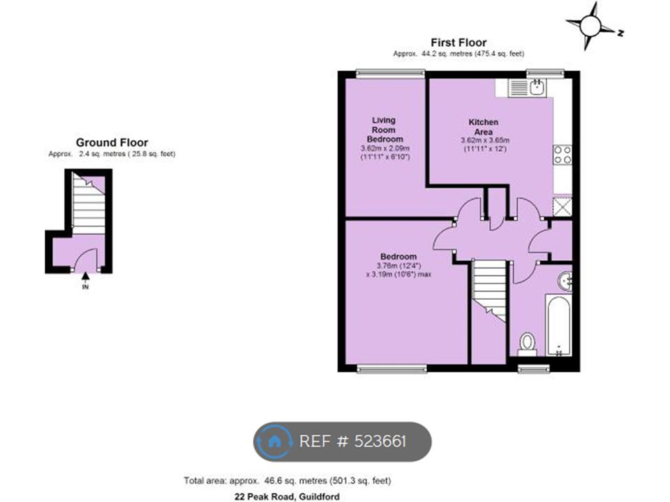 1 Bedrooms Flat to rent in Guildford, Guildford GU2