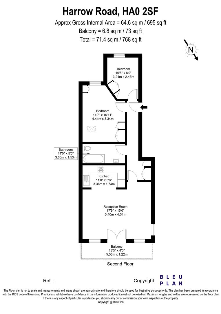 Flat 5, 967, Harrow Road, Wembley floorplan