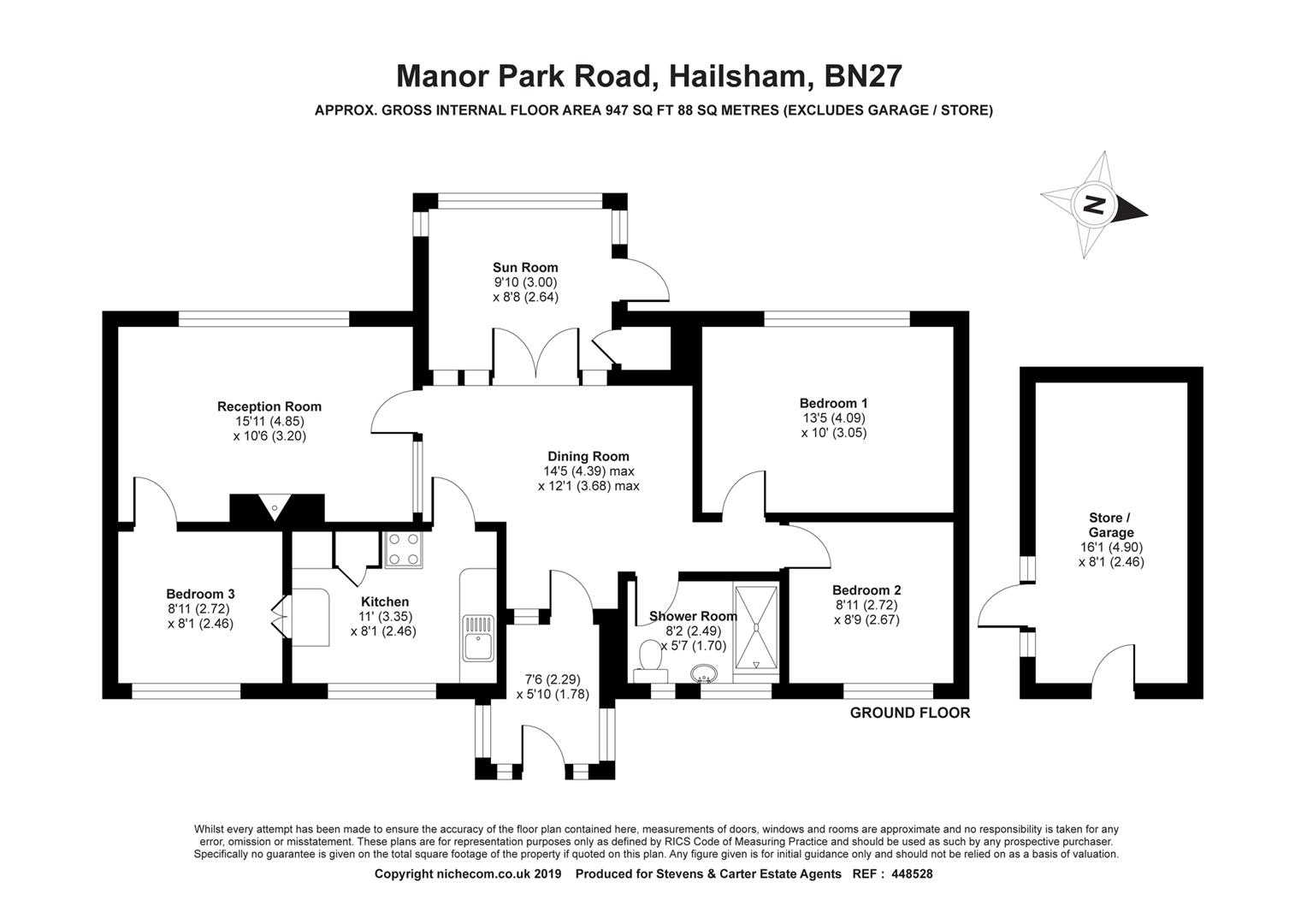3 Bedrooms Detached bungalow for sale in Manor Park Road, Hailsham BN27