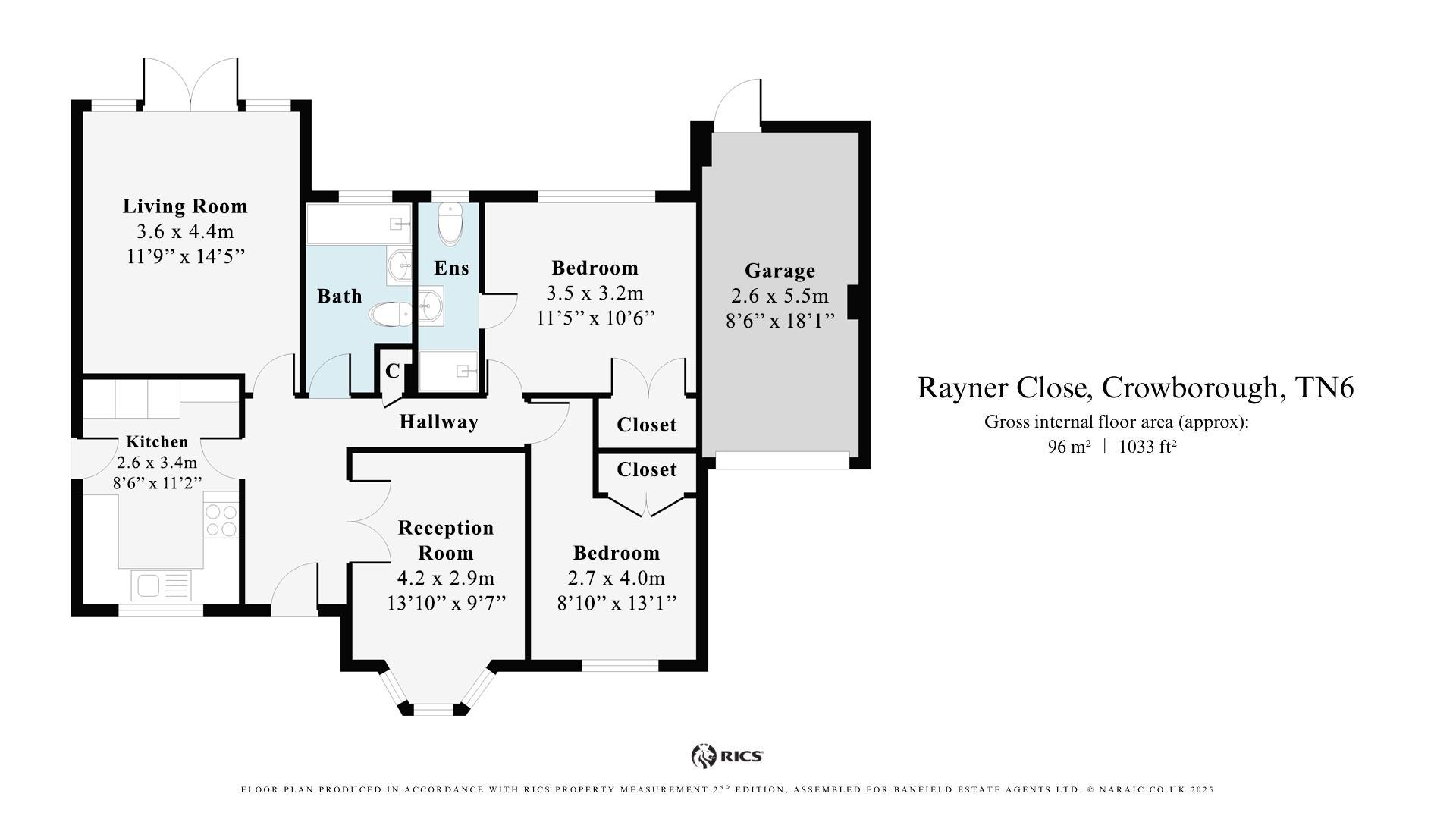 14, Rayner Close, Crowborough floorplan
