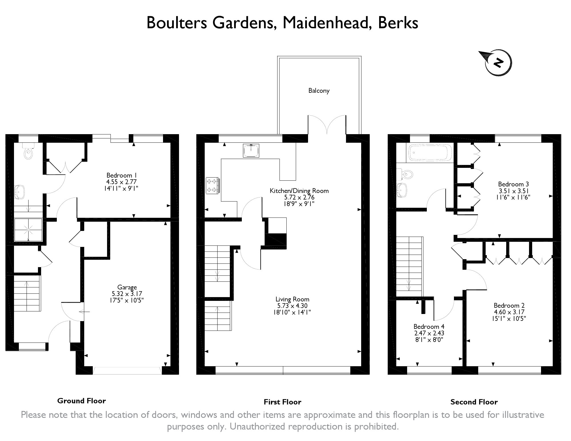 4 Bedrooms Terraced house for sale in Boulters Gardens, Maidenhead SL6