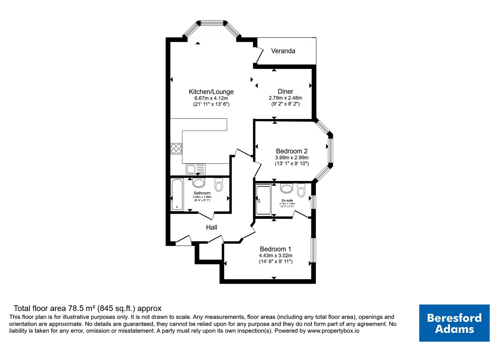 Apartment 7, Cedar Court, 65, Victoria Park, Conwy floorplan