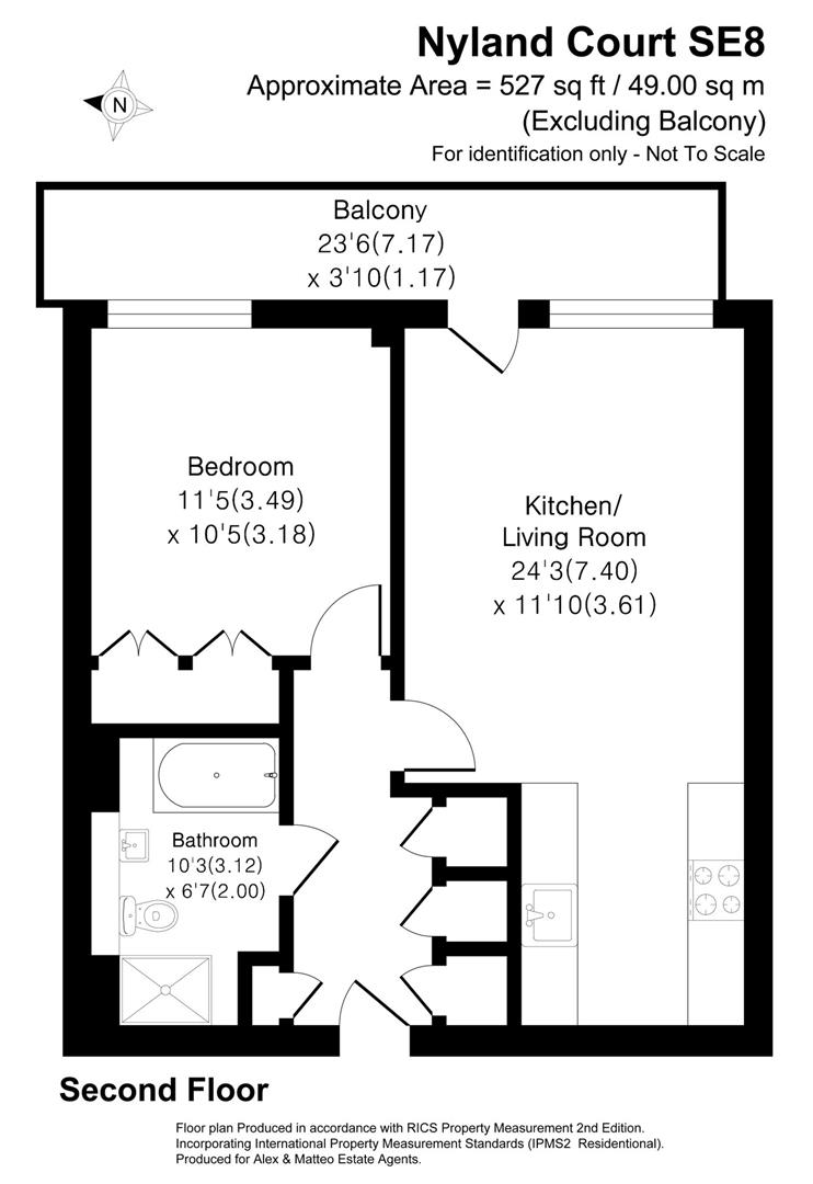 Flat 22, Nyland Court, Naomi Street, London floorplan