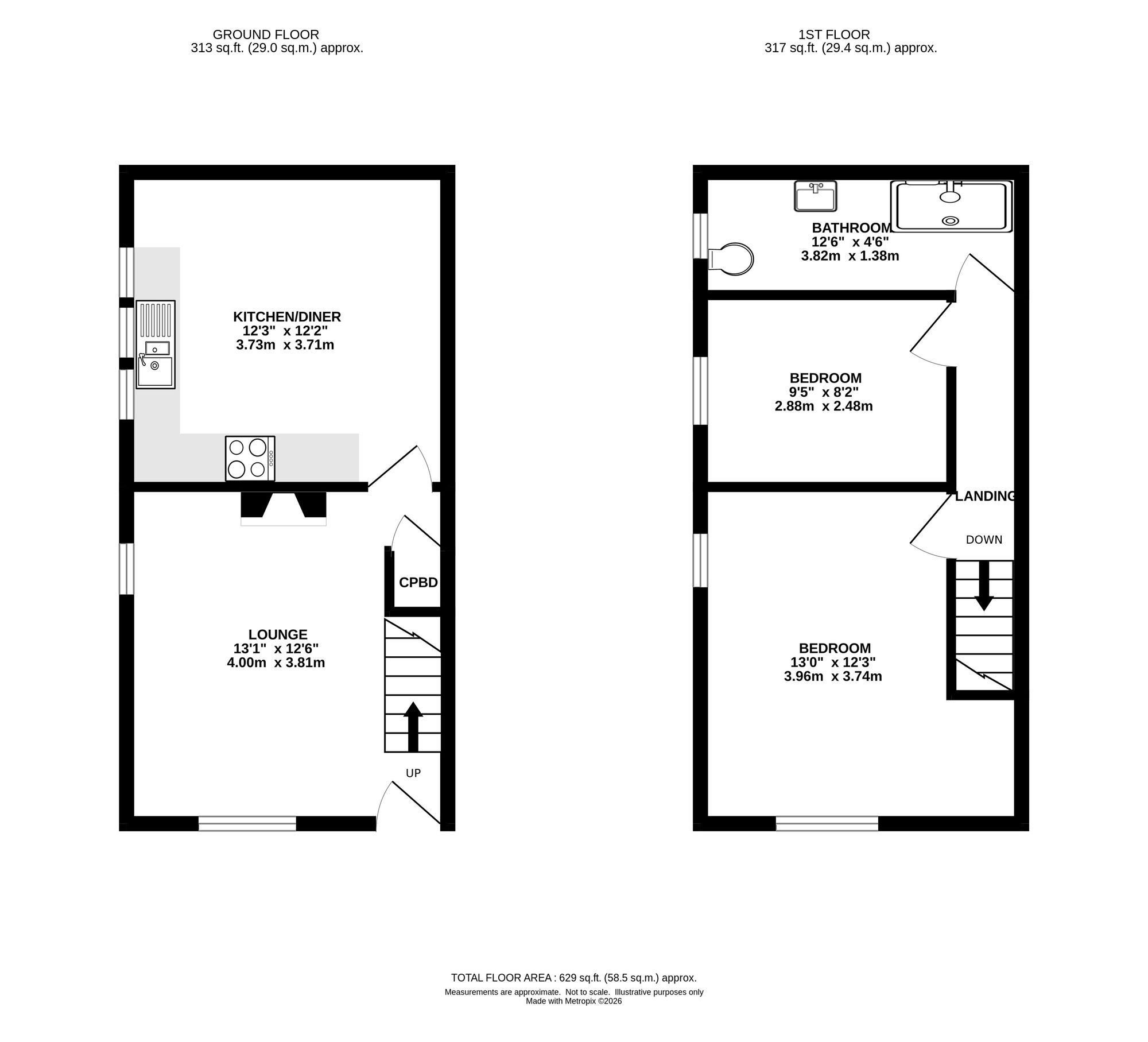 Rose Cottage, Buxton floorplan