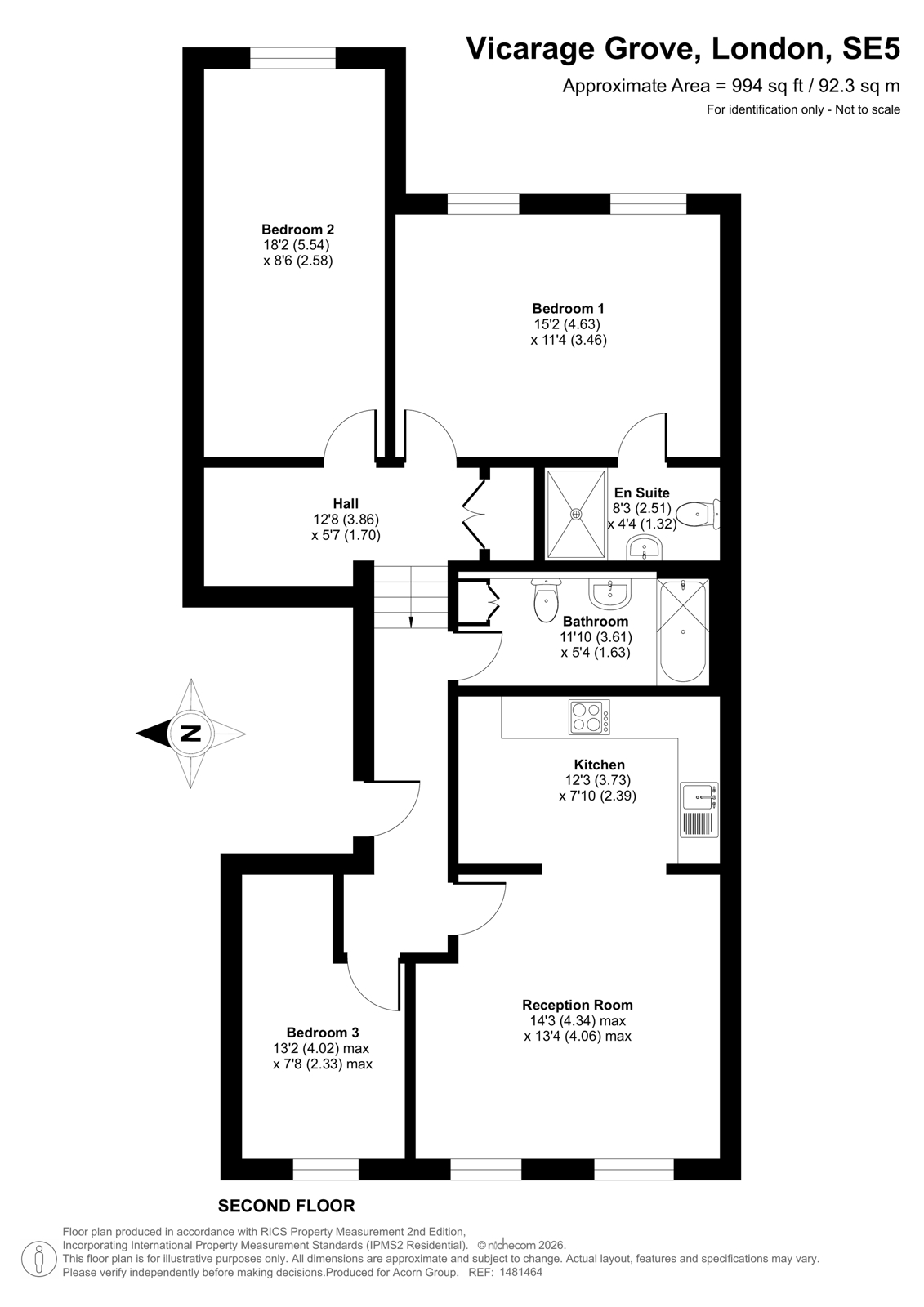 54D,, Vicarage Grove, London floorplan