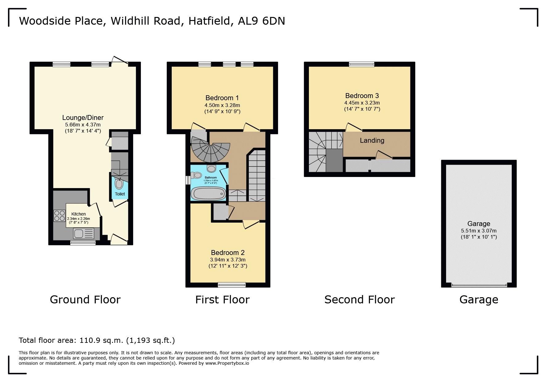 3 Woodside Place, Wildhill Road, Hatfield floorplan
