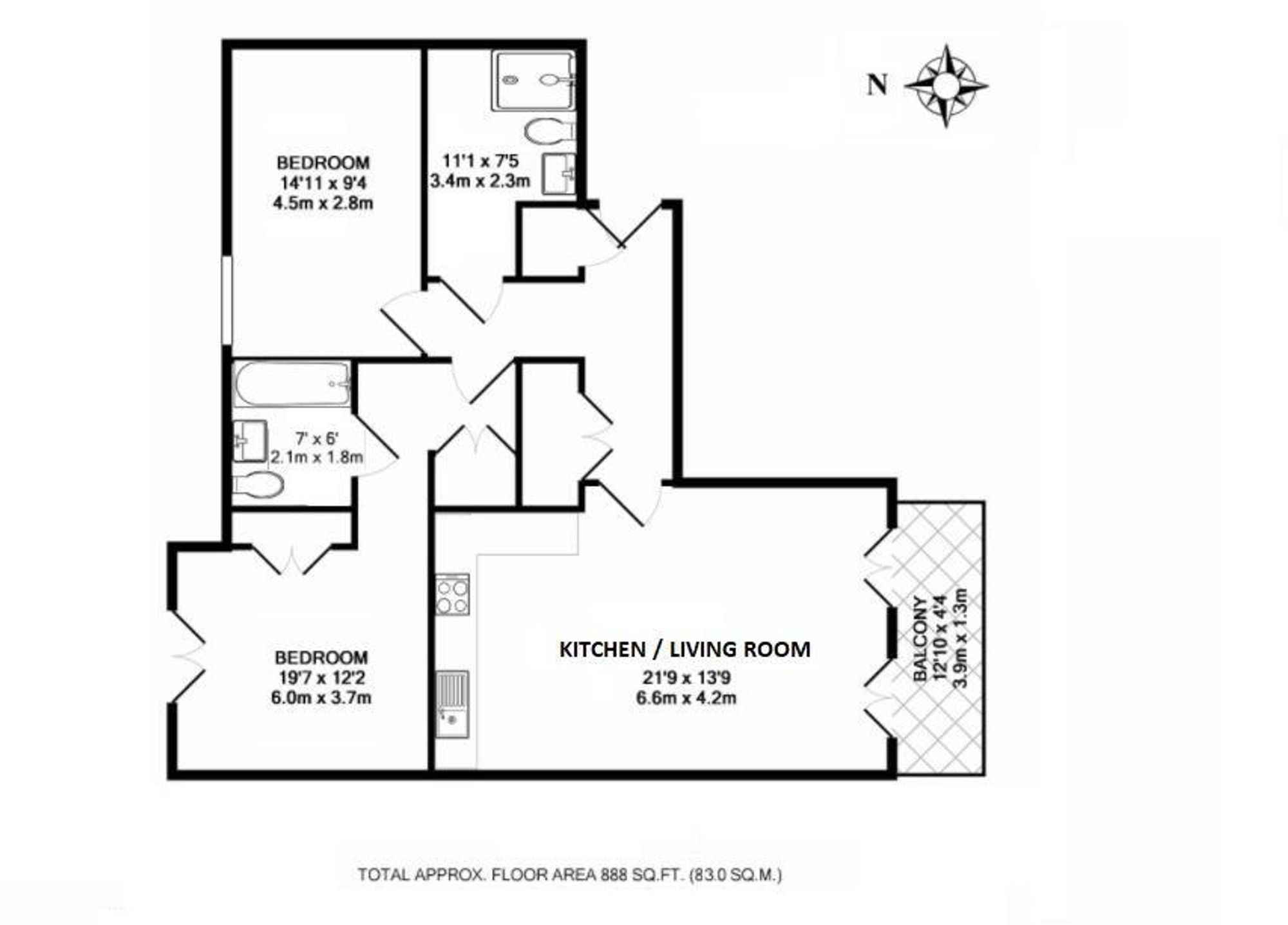 9 Higham House East, London floorplan