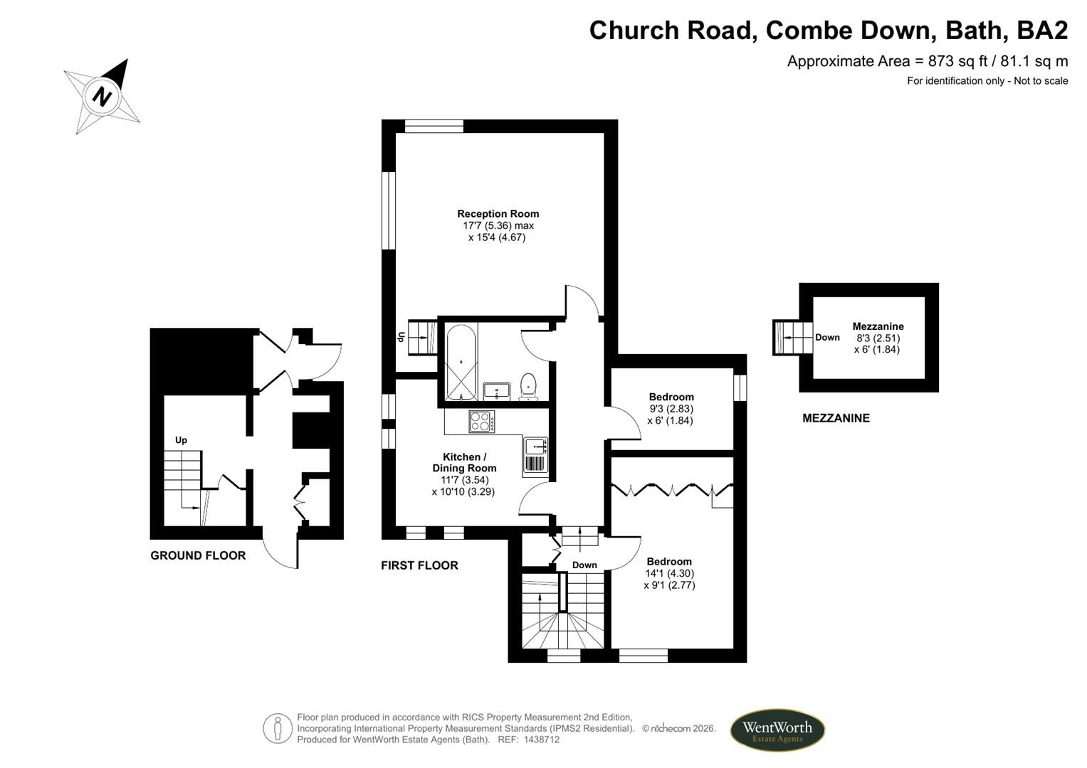 Apartment A, The Old School House, Church Road, Combe Down floorplan