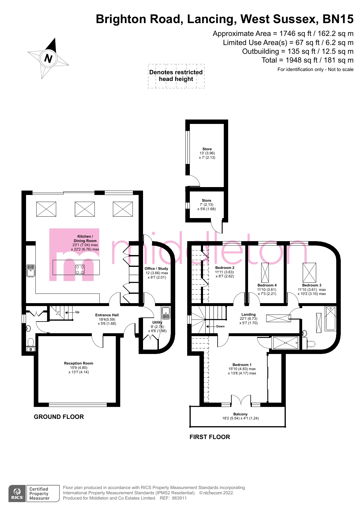 Brighton Road, Lancing, West Sussex BN15, 4 bedroom detached house for