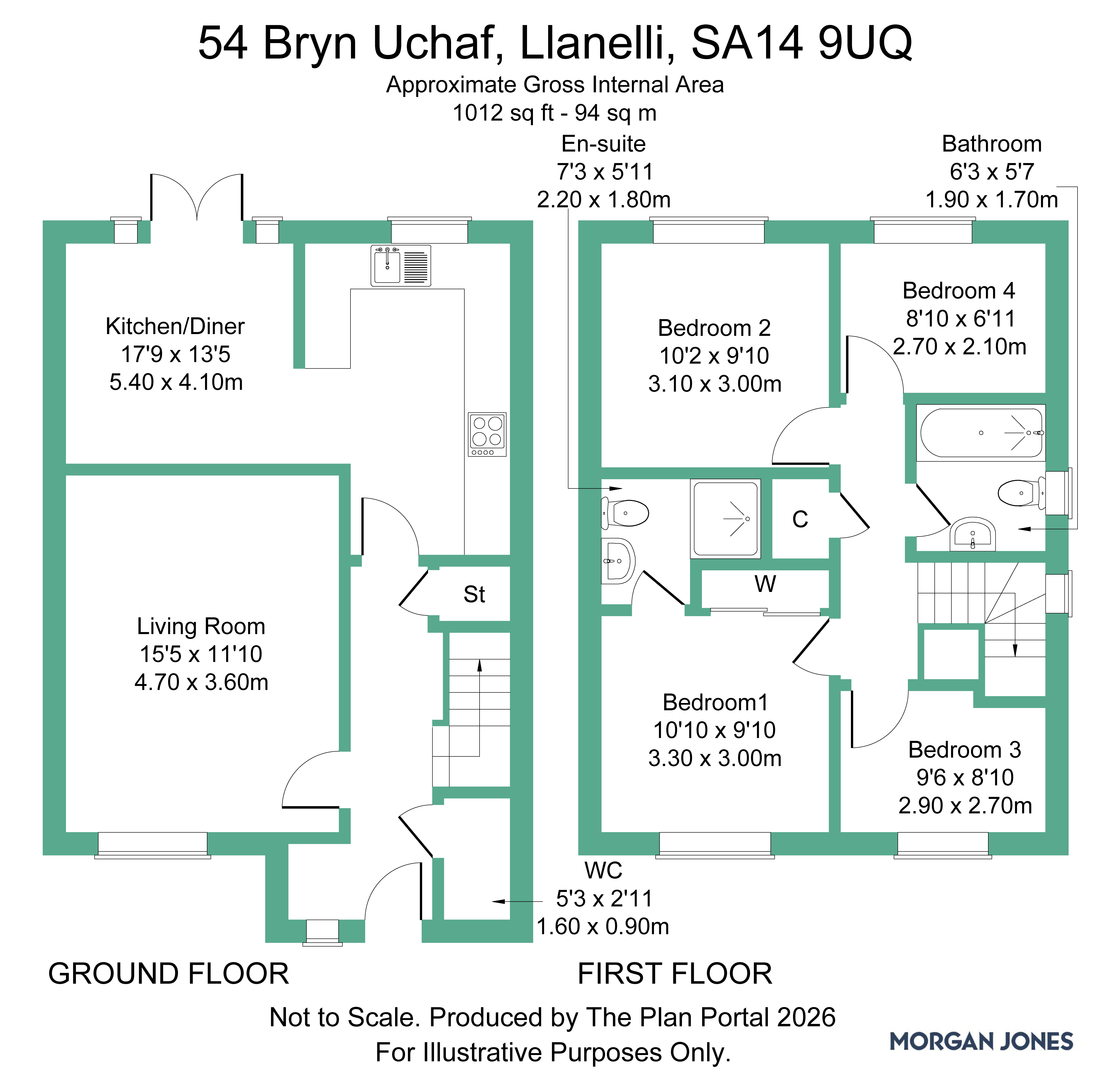 54 Bryn Uchaf, Llanelli floorplan