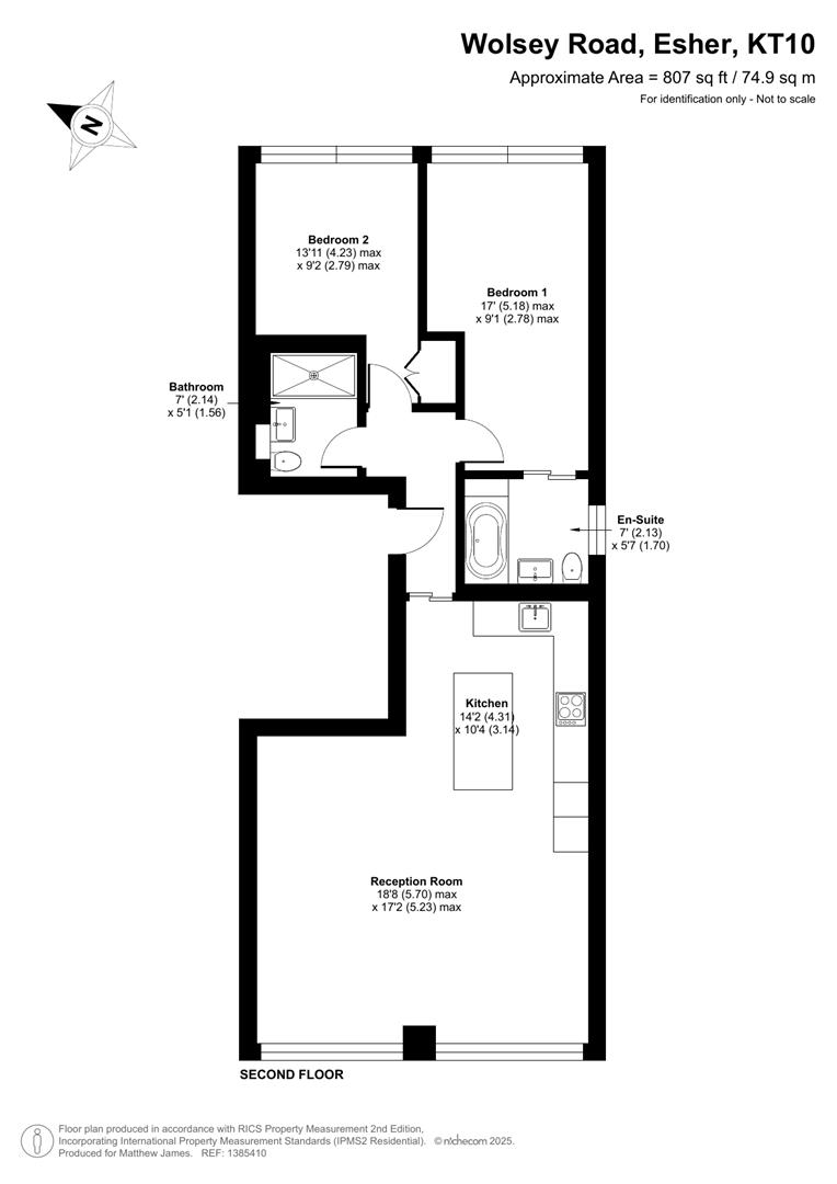Flat 3, 55, Wolsey Road, Esher floorplan