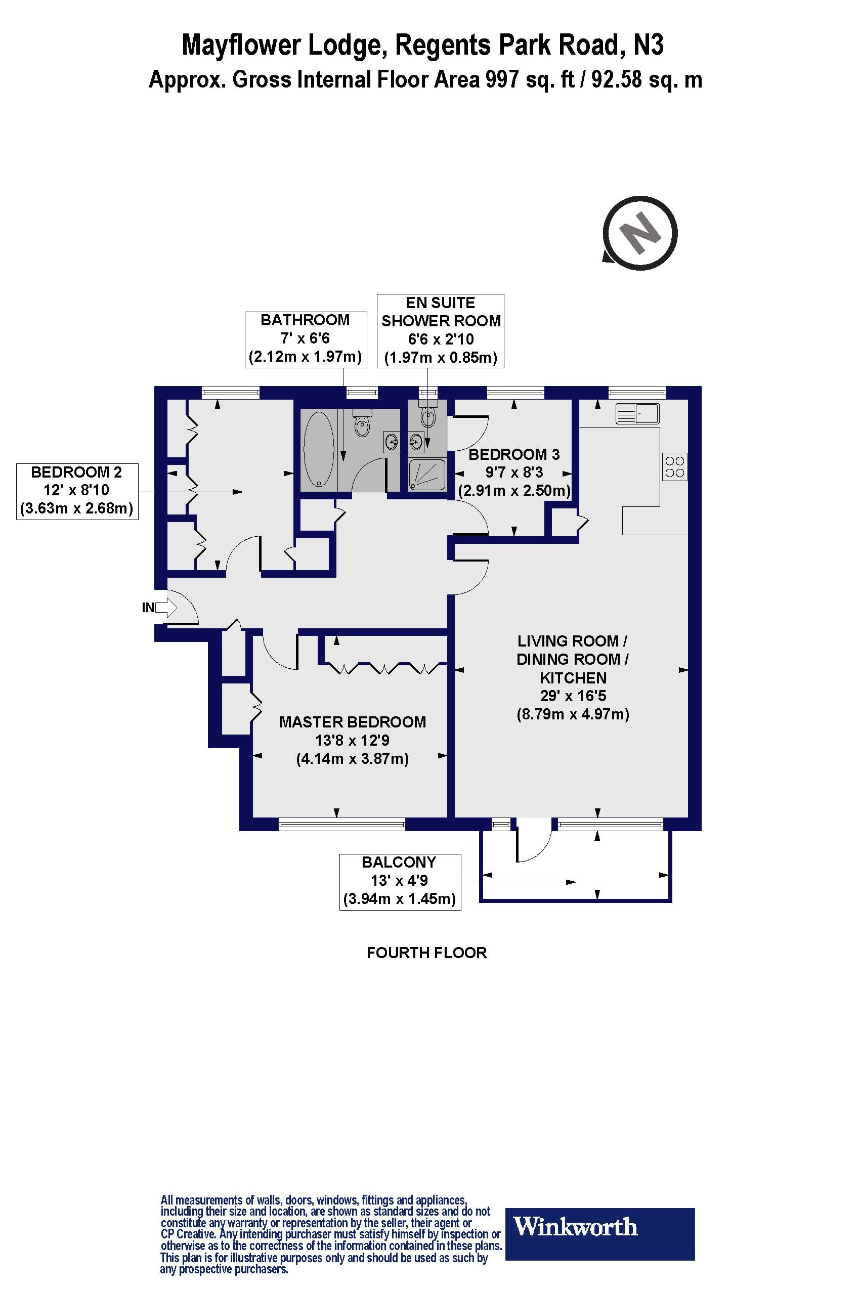 Flat 12, Mayflower Lodge,, Regents Park Road, London floorplan