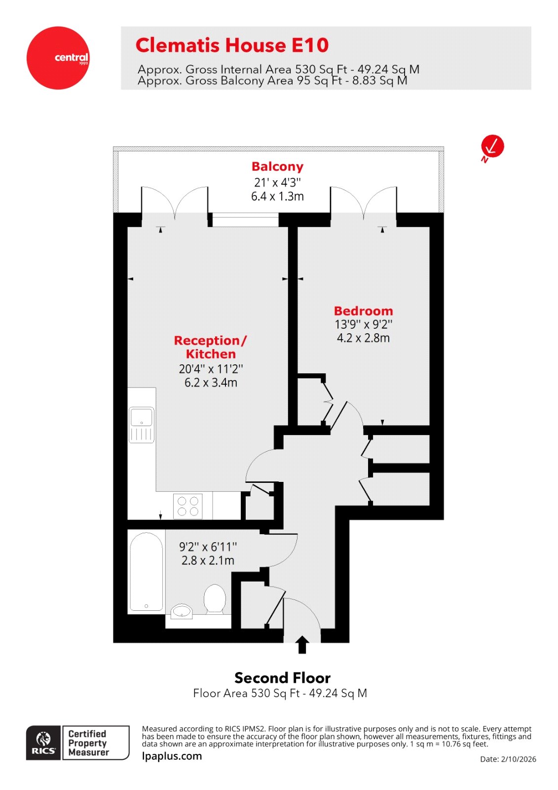 Flat 10, Clematis House, 21, Capworth Street, London floorplan