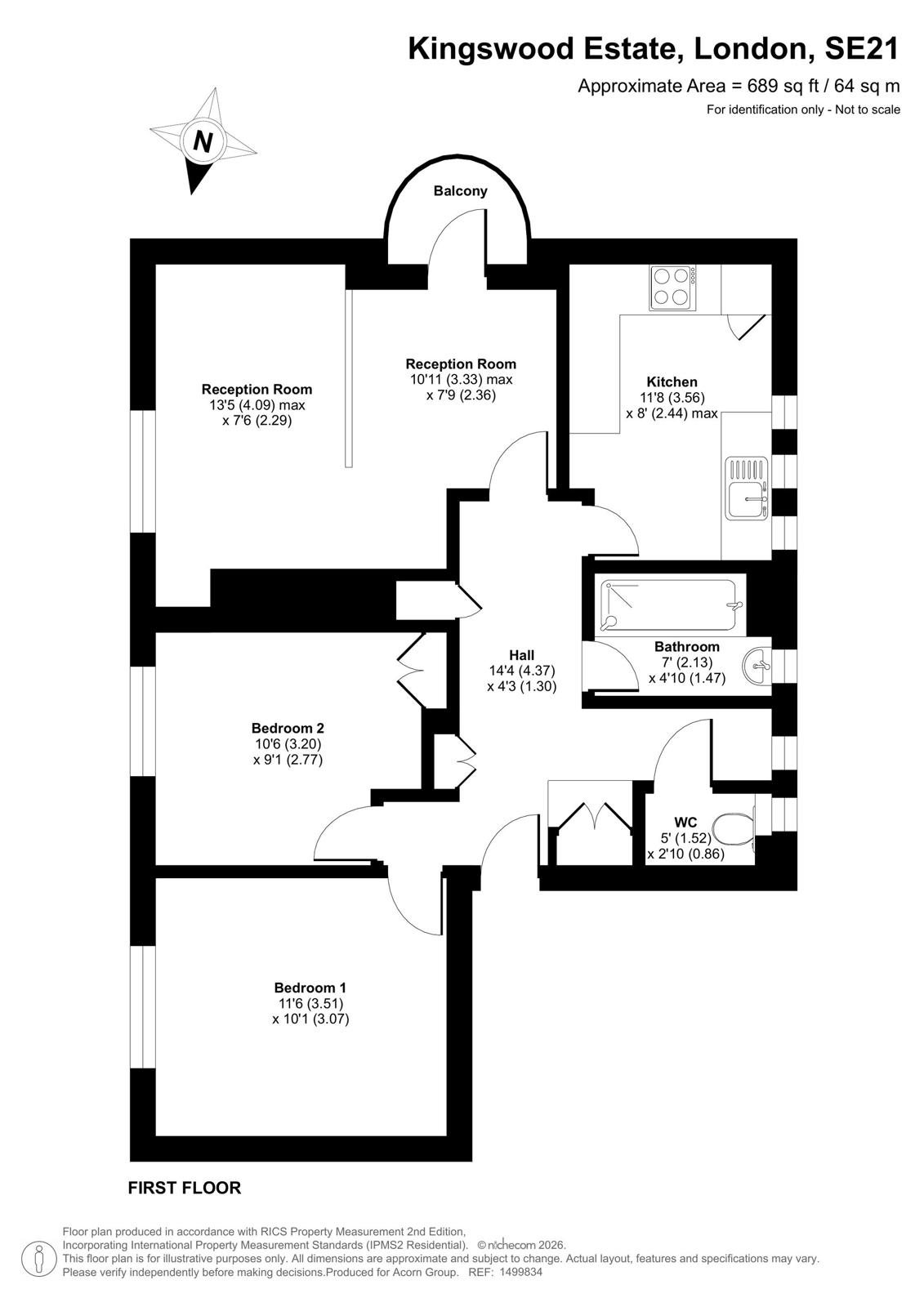 Flat 16, Hovenden House,, Kingswood Estate, London floorplan