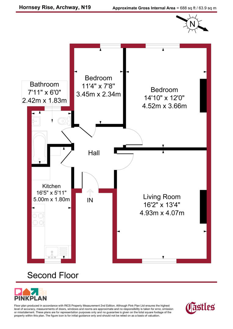 Flat, 2d, Hornsey Rise, Stroud Green floorplan