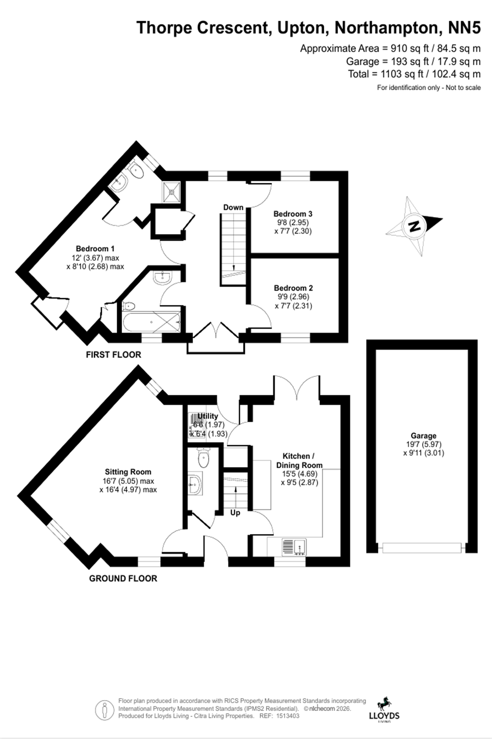 60, Thorpe Crescent, Upton, Northampton floorplan