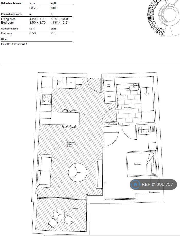 Apartment, Wood Crescent, London floorplan