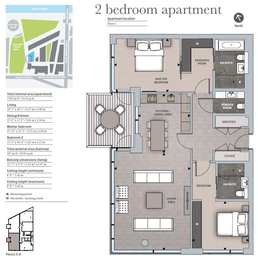 2 Bedrooms Flat to rent in Sandringham House, Dutches Walk, One Tower Bridge, London SE1