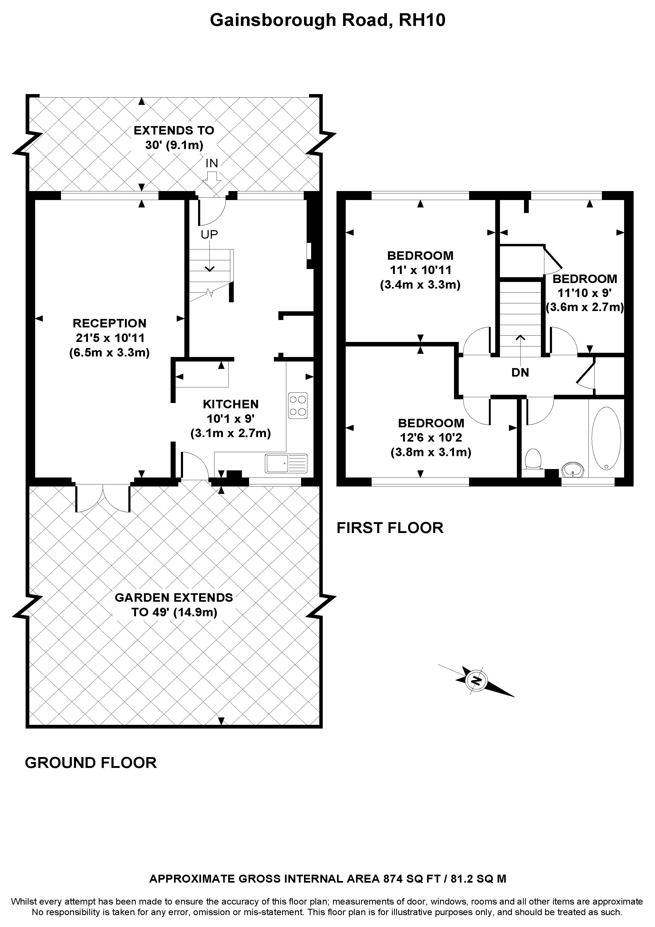 3 Bedrooms Terraced house for sale in Gainsborough Road, Tilgate, Crawley RH10