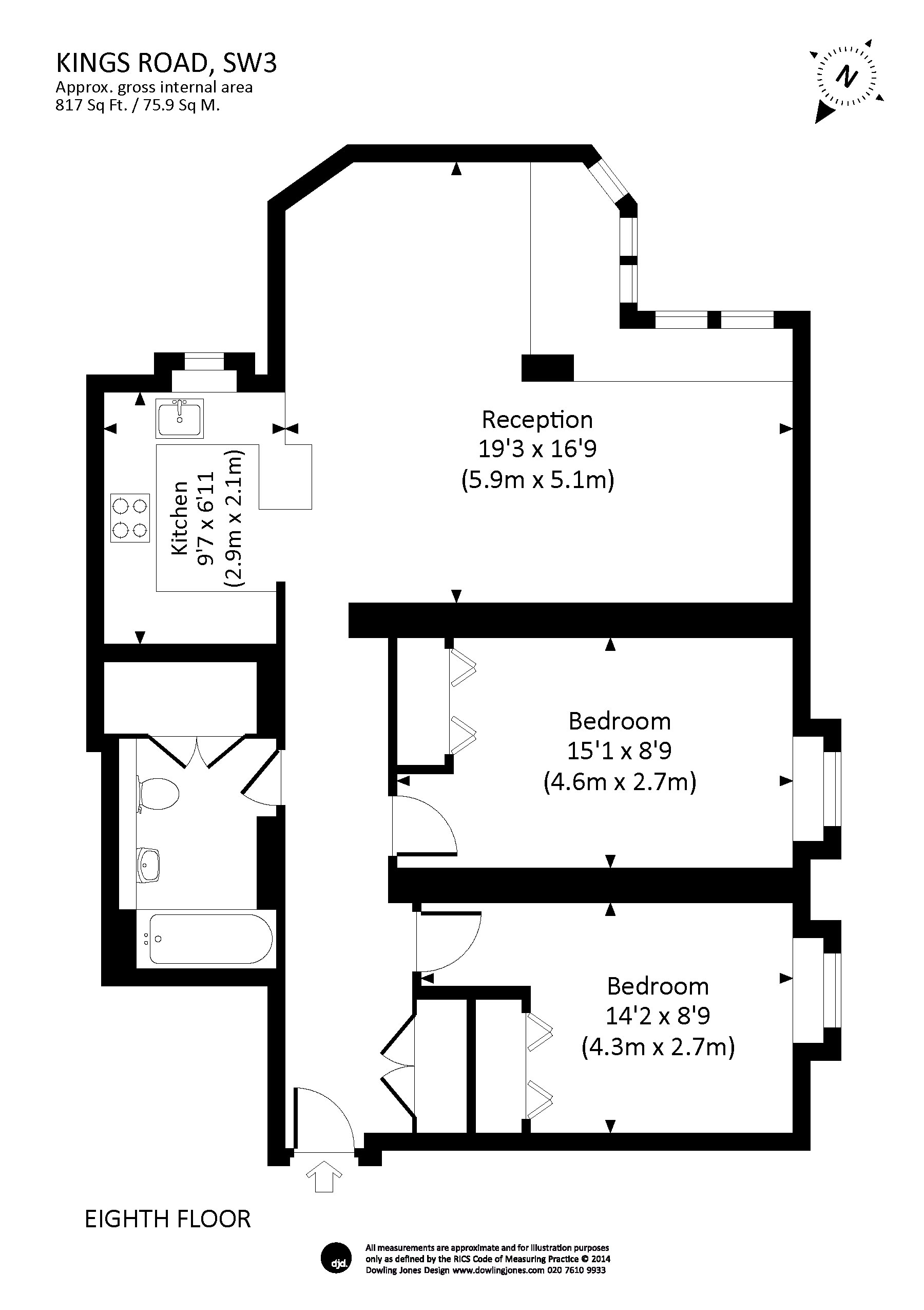Flat 8 South, 355, Kings Road, Chelsea floorplan