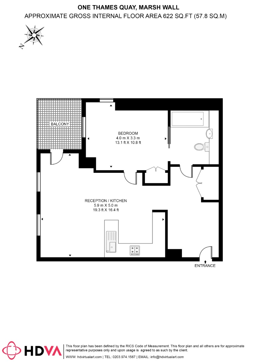 Flat 3704, 222, Marsh Wall, London floorplan
