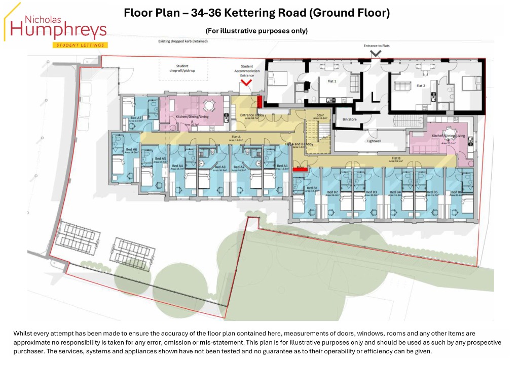 Ensuite Room (Flat 1 Block), 34, Kettering Road, Northampton floorplan