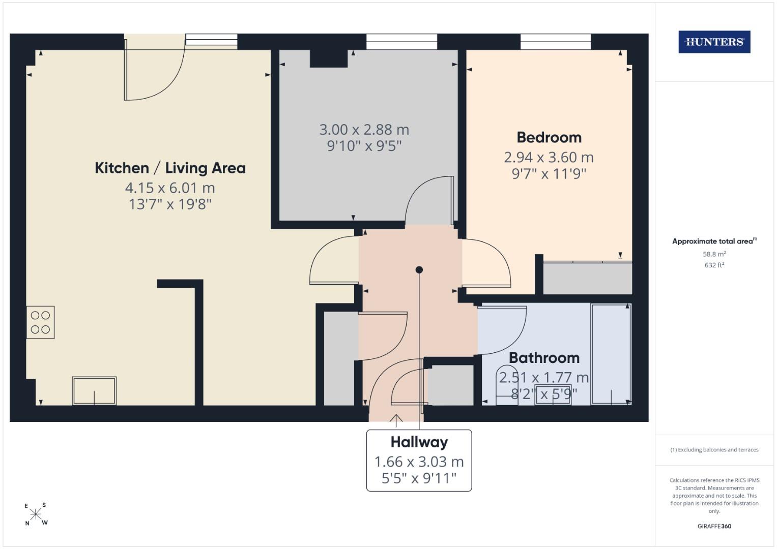 Flat 32, 50, Channel Way, Southampton floorplan