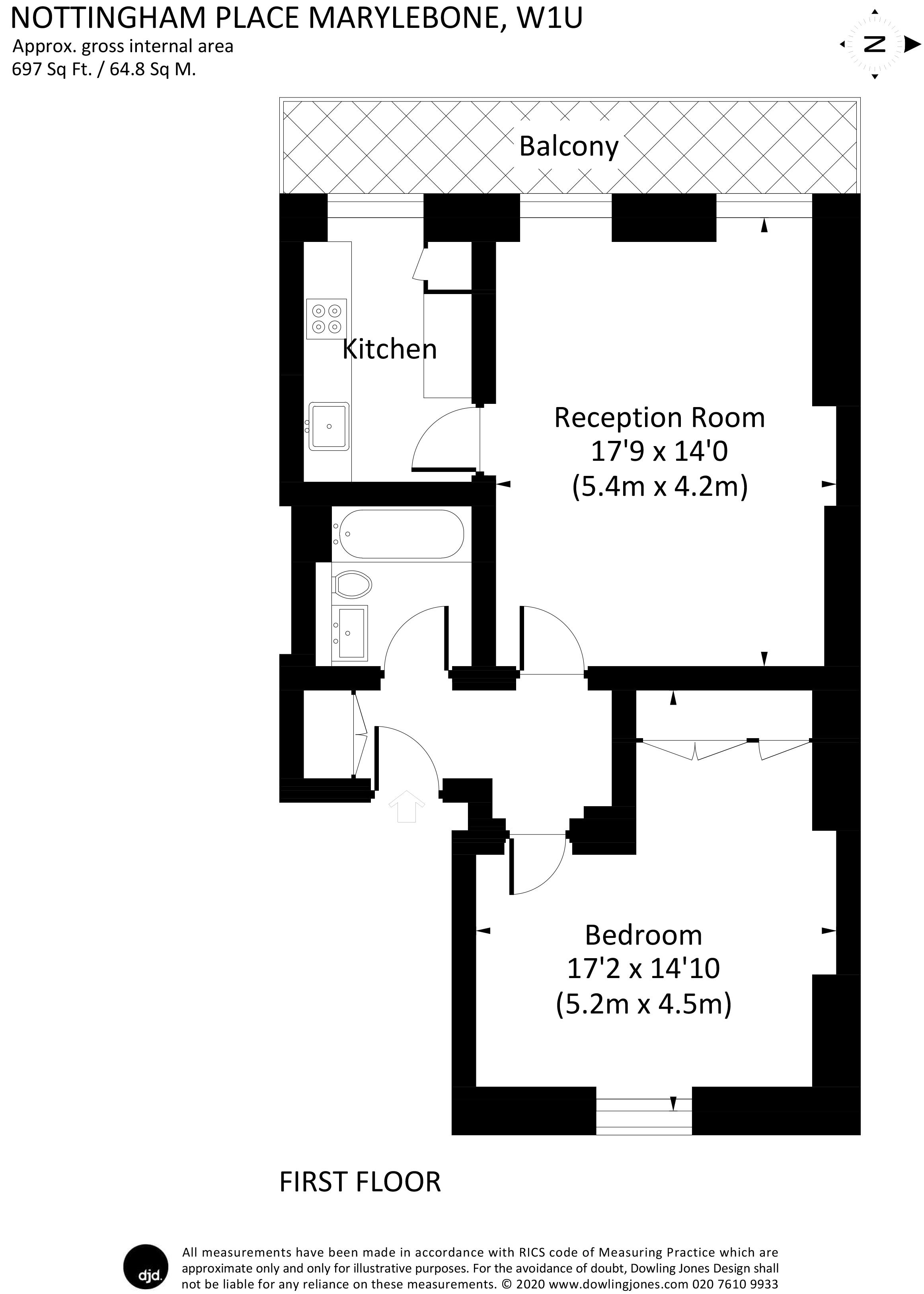 Flat 2 26, Nottingham Place, London floorplan