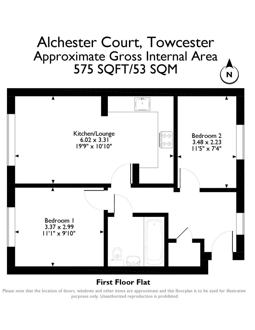 2 Bedrooms Flat for sale in Alchester Court, Towcester NN12