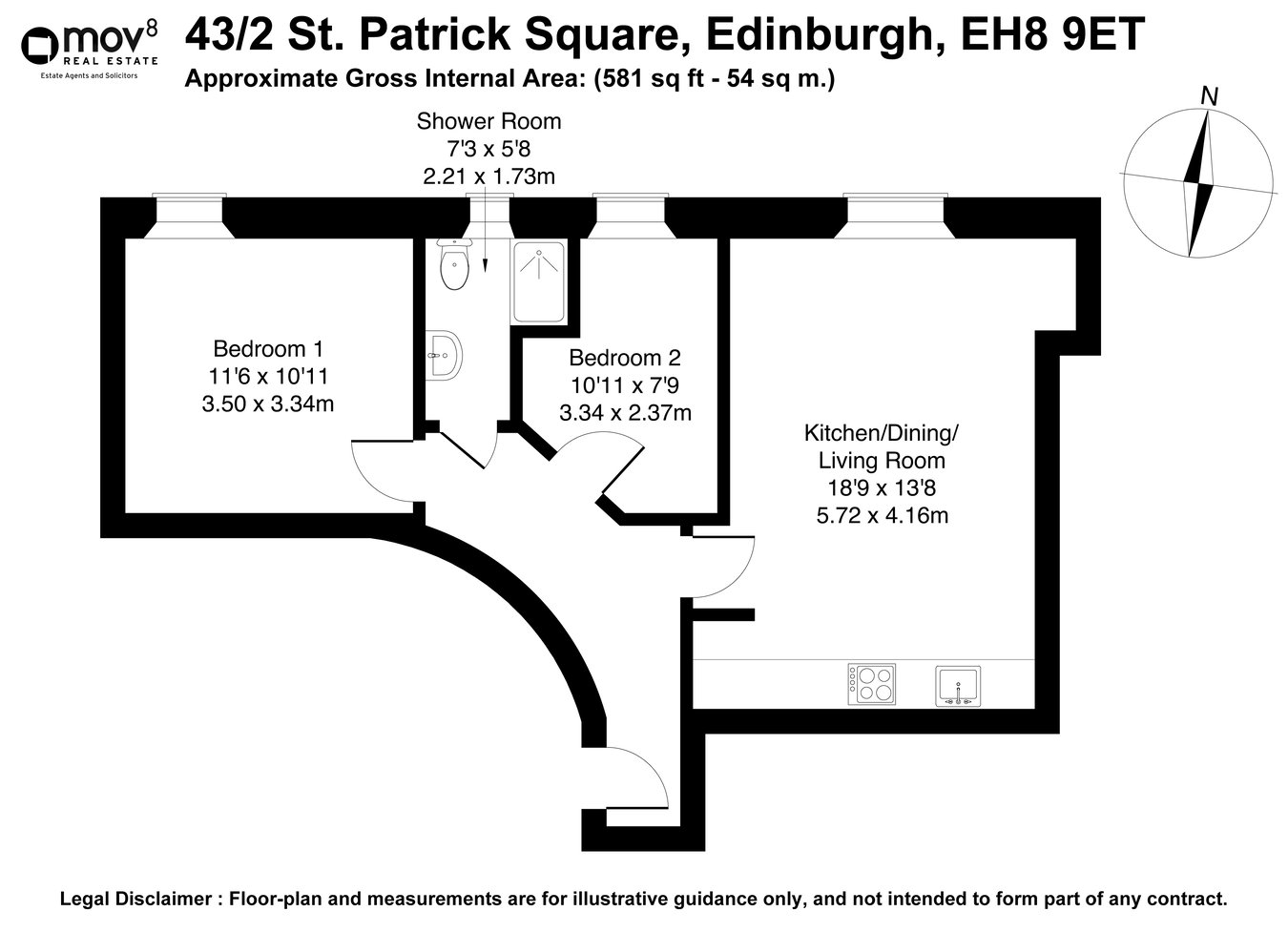 43/2, St Patrick Square, Edinburgh floorplan