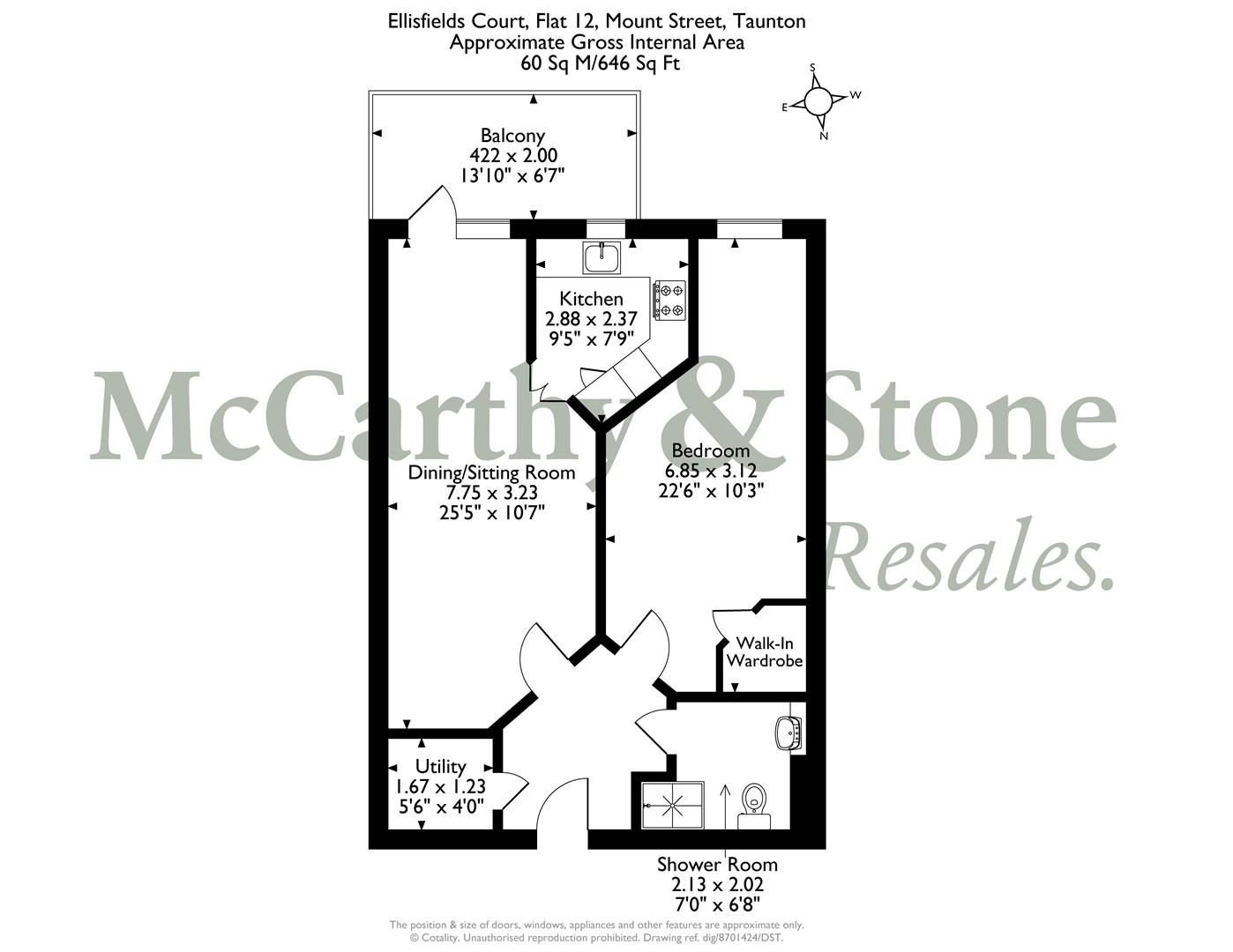 12 Ellisfields Court, Mount Street, Taunton floorplan