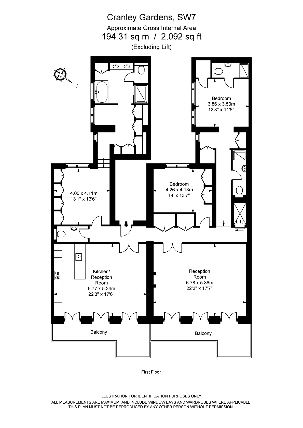 Flat 3, 8-10, Cranley Gardens, South Kensington floorplan