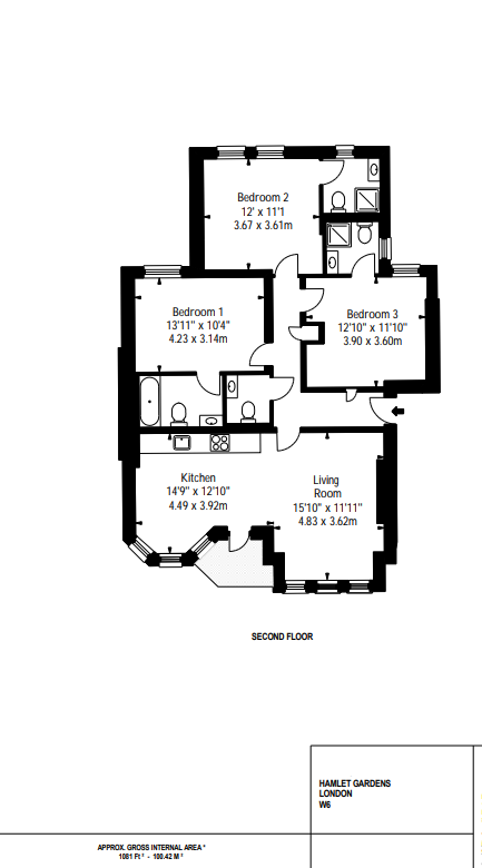 3 Bedrooms Flat to rent in Hamlet Gardens, London W6