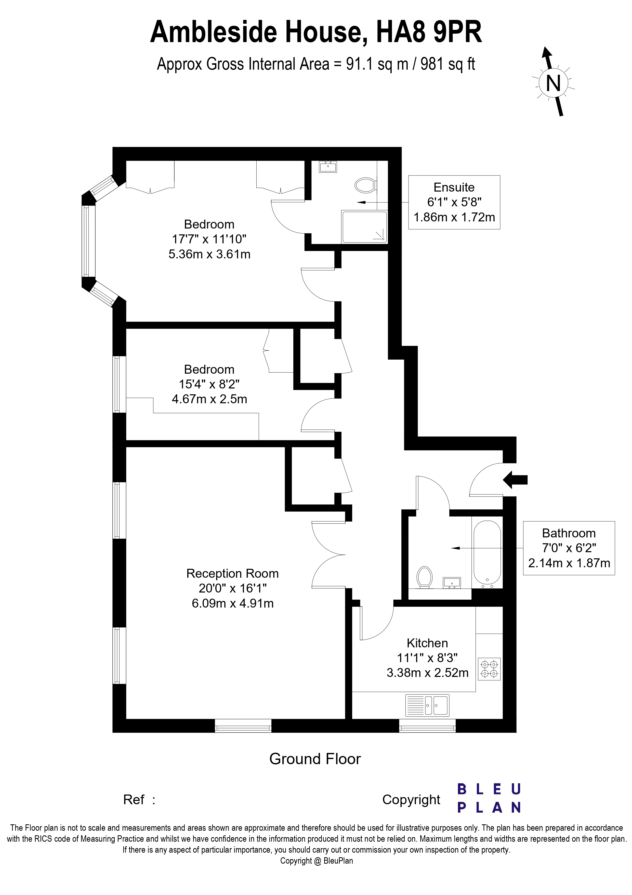 Flat 2, Ambleside House, 4, Gibbs Green, Edgware floorplan