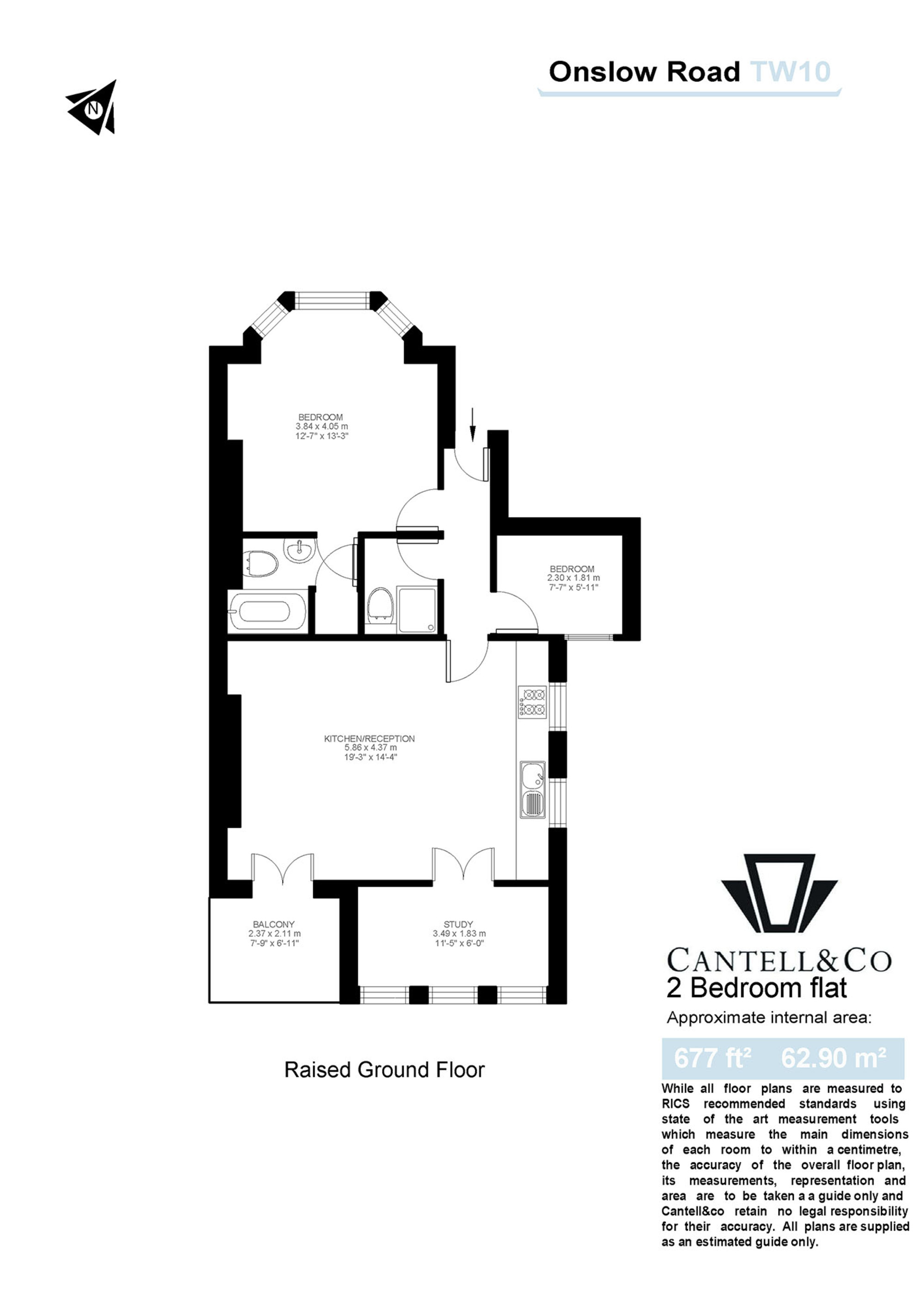 2 Bedrooms Flat to rent in Onslow Road, Richmond TW10