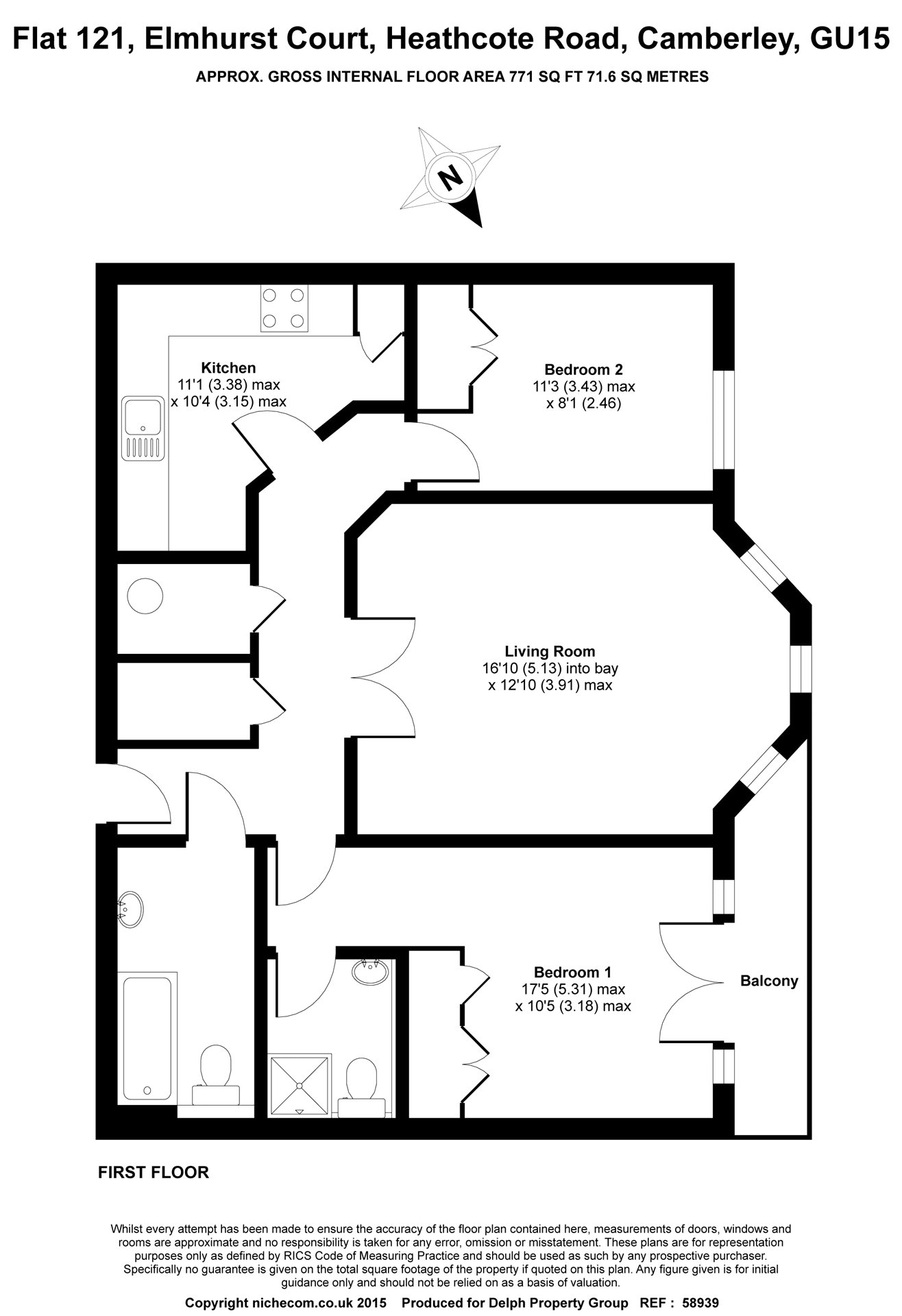 2 Bedrooms Flat to rent in Elmhurst Court, Heathcote Road, Camberley, Surrey GU15