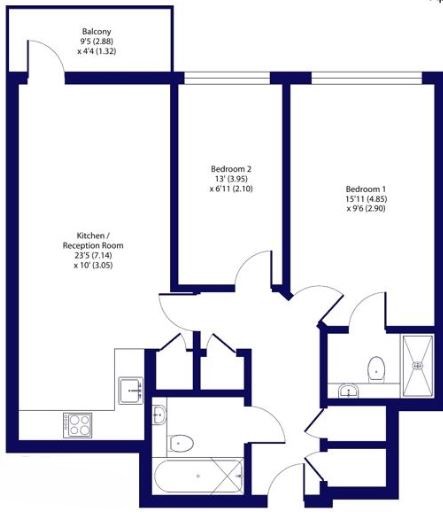 Copy of Copy of Copy of Copy of Flat 161, Croydon floorplan