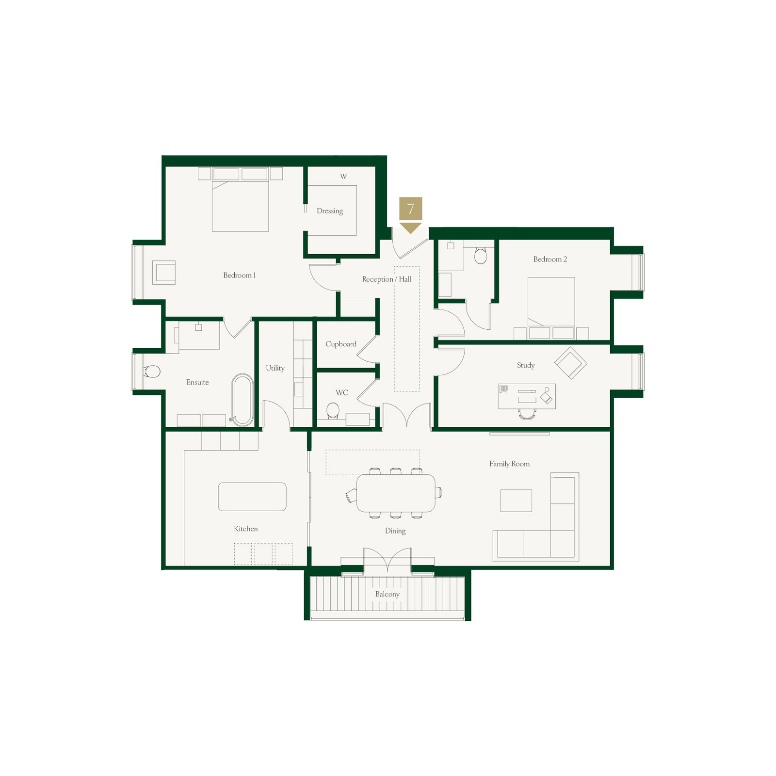 7, Flat  Wildacre, Northwood floorplan
