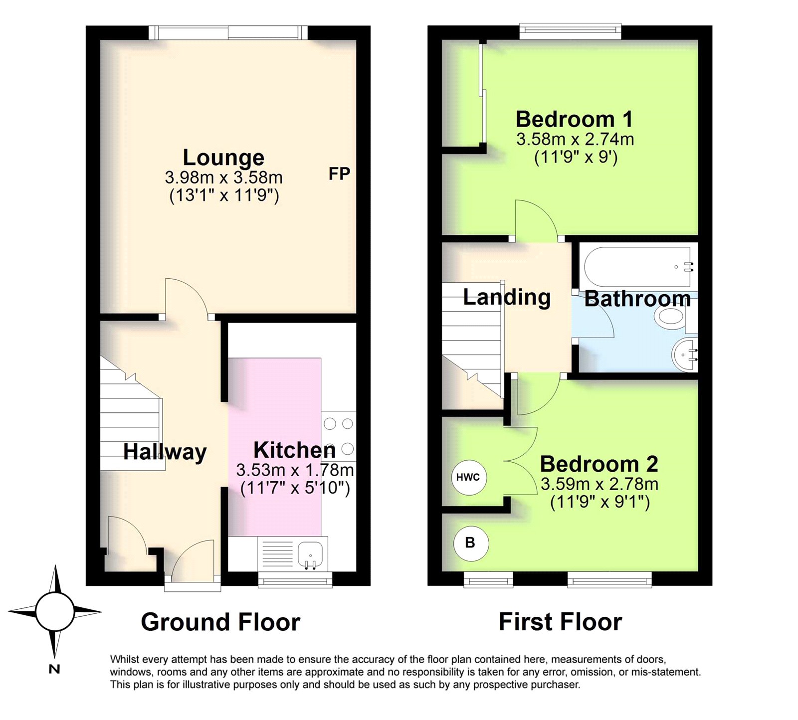 2 Bedrooms Terraced house for sale in Pilgrims Walk, Worthing, West Sussex BN13