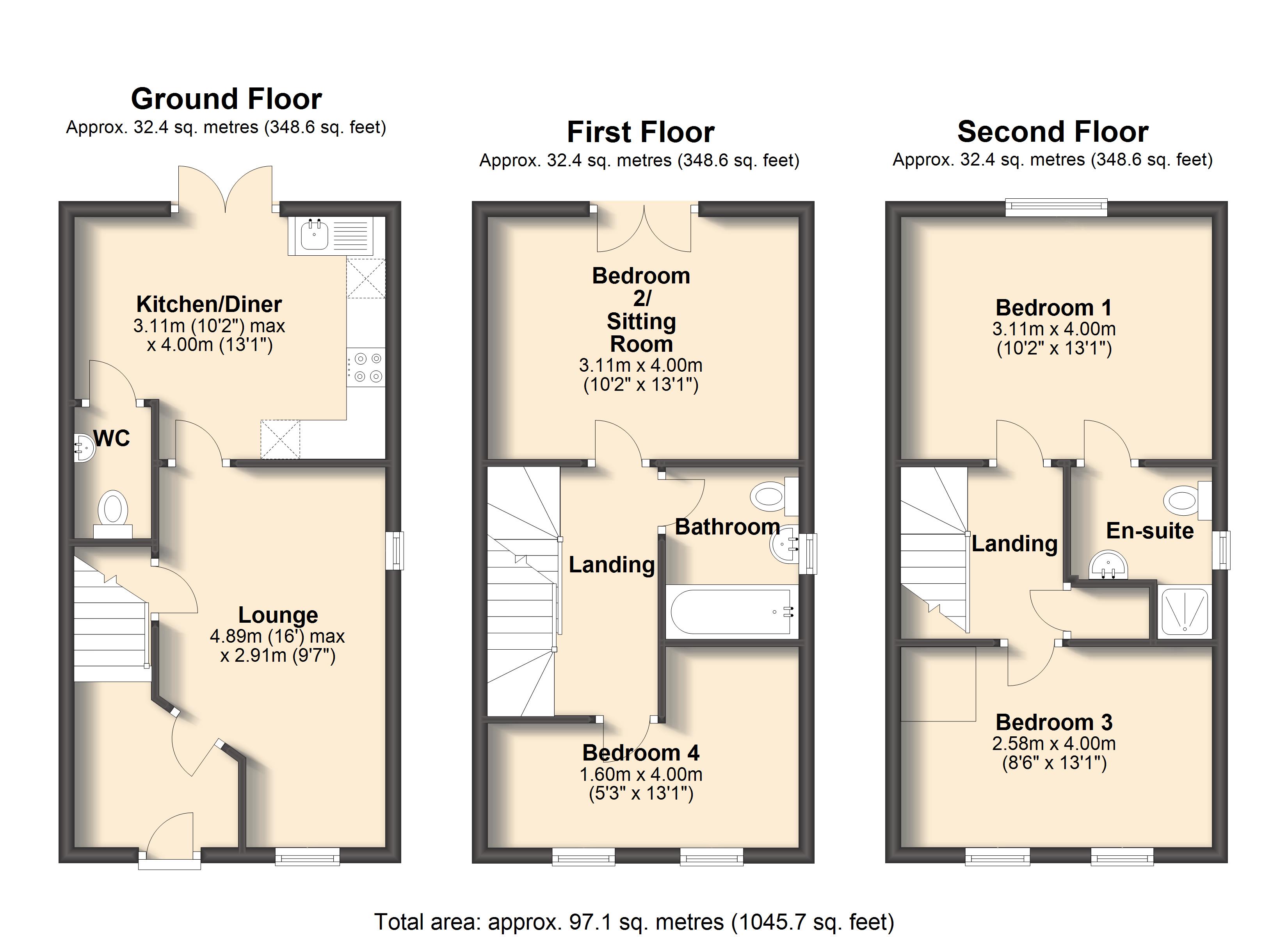 4 Bedrooms Town house for sale in Northcote Way, Doe Lea, Chesterfield S44