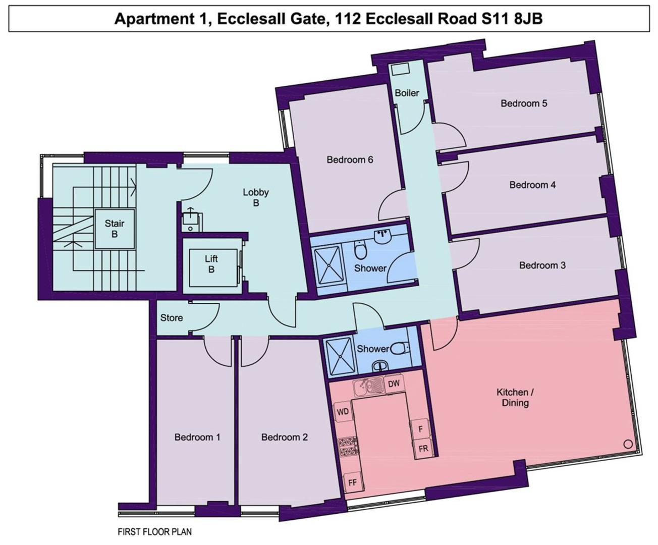 Apartment 1, 112, Ecclesall Gate, Ecclesall Road, Sheffield floorplan