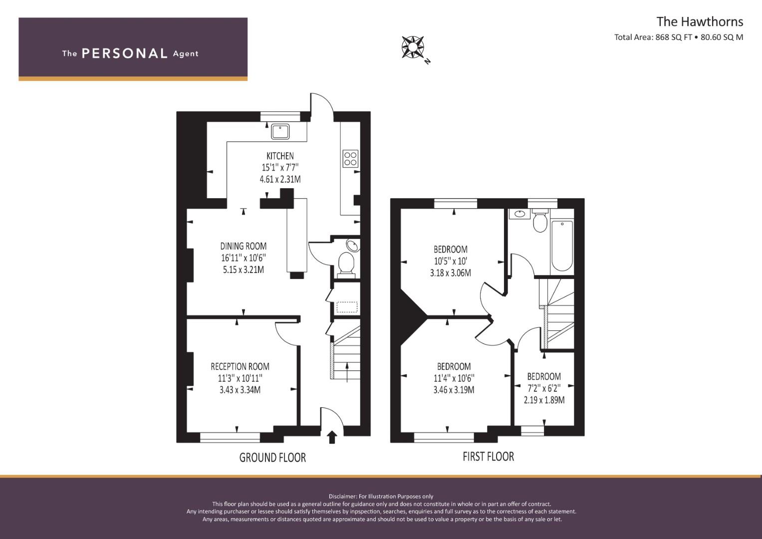 9, The Hawthorns, Ewell Village floorplan
