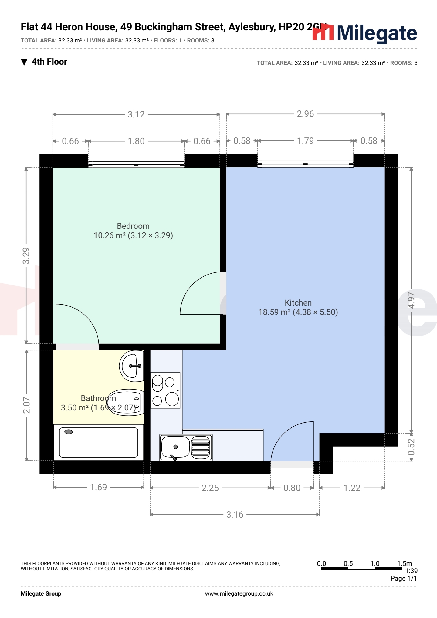 Flat 44 Heron House 49, Buckingham Street, Aylesbury floorplan