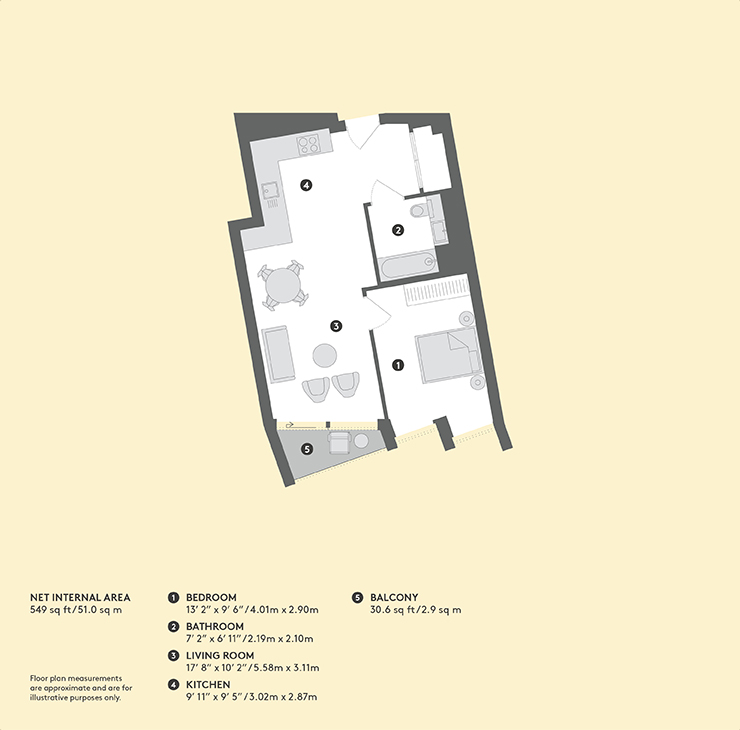 4, Flat 1606, Cutter Lane, London floorplan