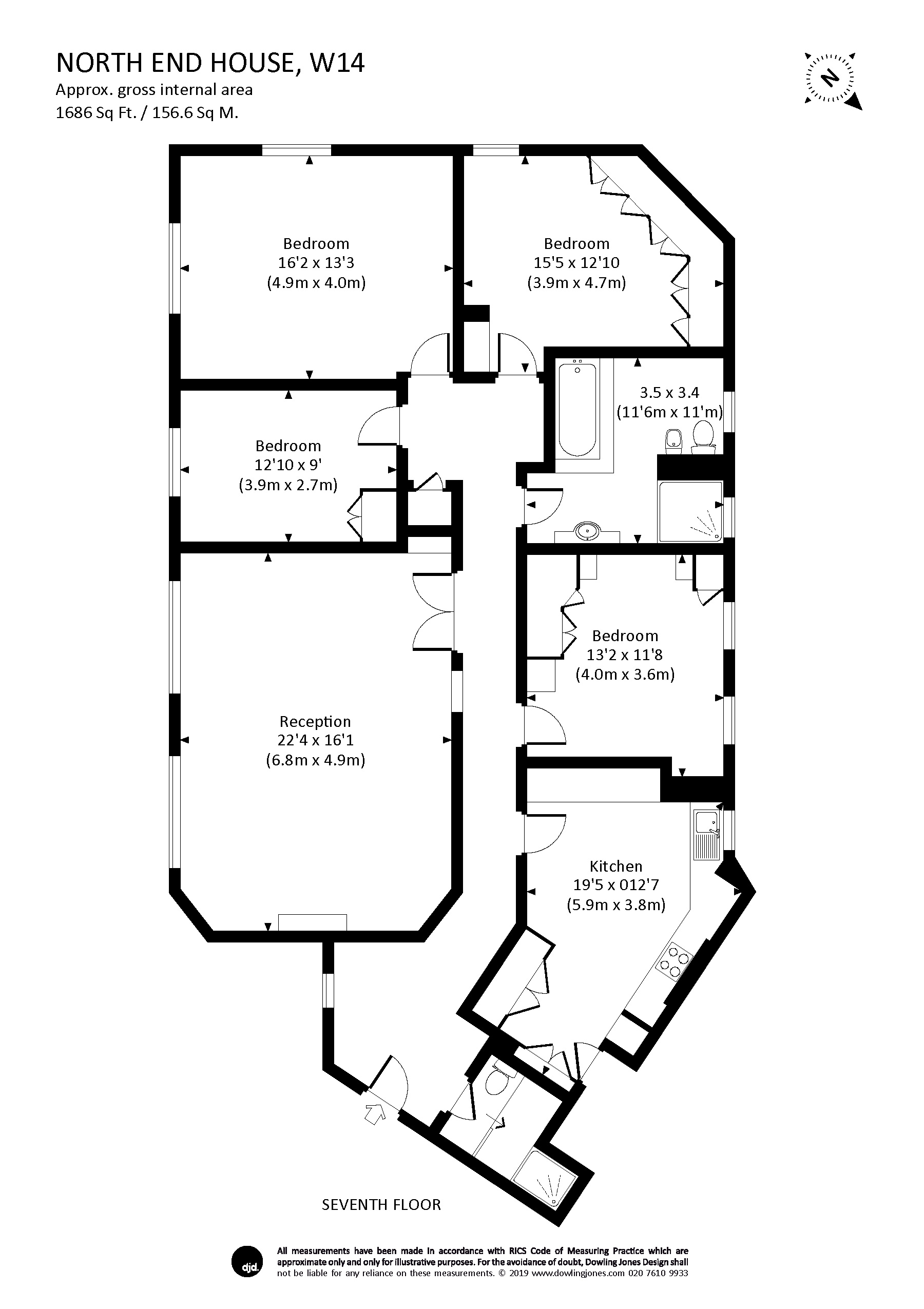 4 Bedrooms Flat to rent in North End House, Fitzjames Avenue, London W14