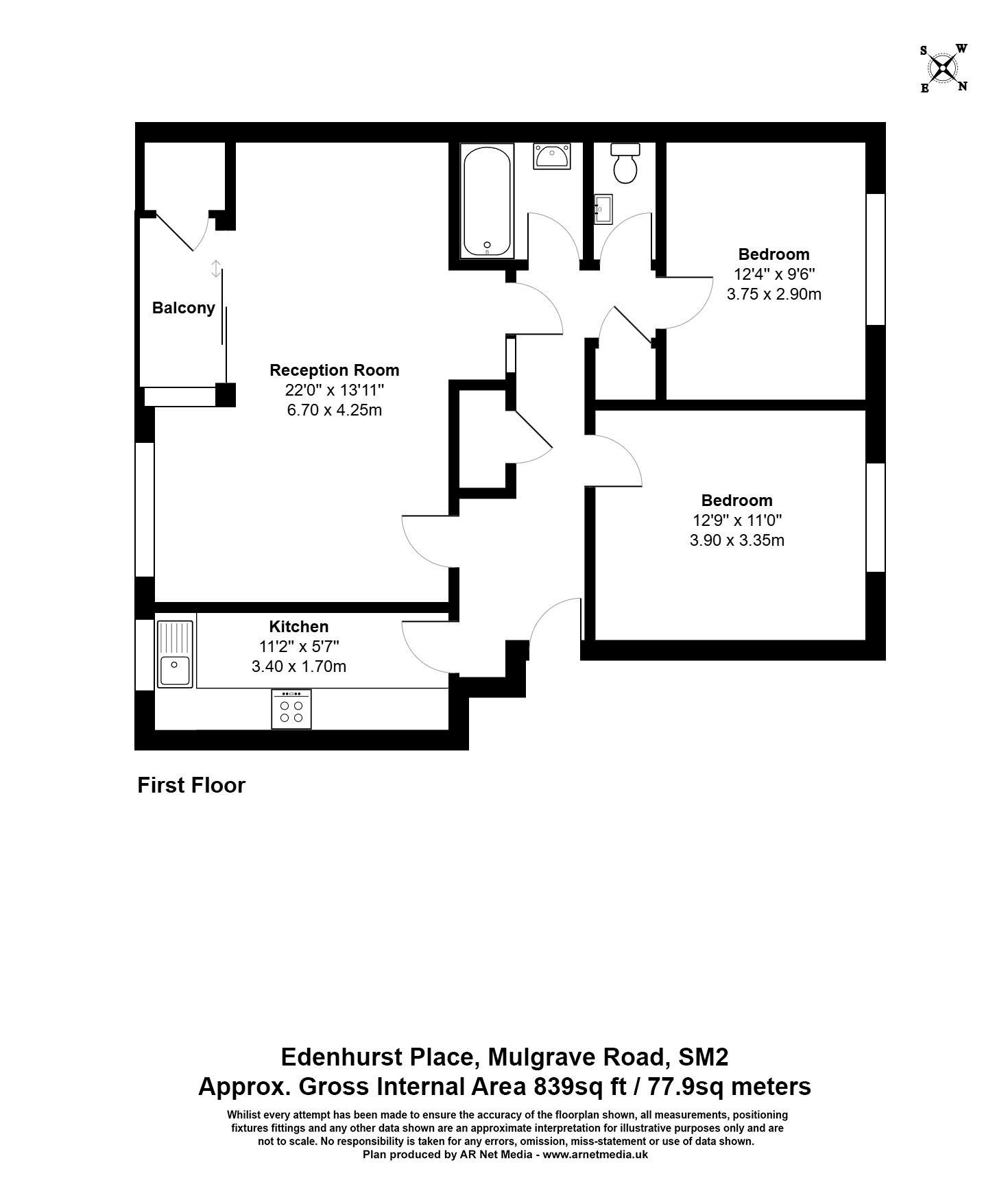 Flat 3 Edenhurst Place, 116, Mulgrave Road, Sutton floorplan